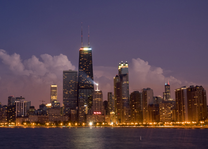 Chicago skyline at night 420